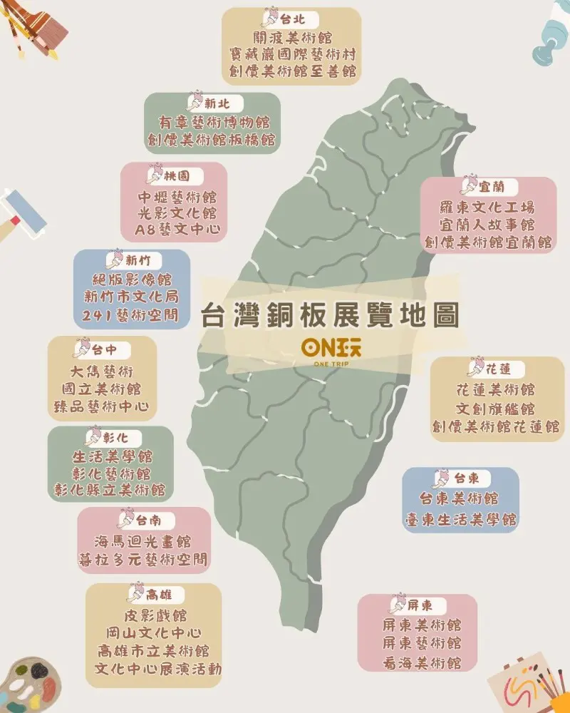 你是否好奇台灣美術館有哪些？近年來台灣各地不斷打造結合文化、建築與自然的藝文空間，無論是台北、台中、台南、高雄，都有風格鮮明、免費參觀的美術館，等你來發掘。

本篇精選全台10大免費展覽的美術館推薦，不僅整理各館的亮點特色與展覽主題，更附上看展攻略與交通地圖，讓你一次搞懂哪裡值得去、怎麼玩最順路。
